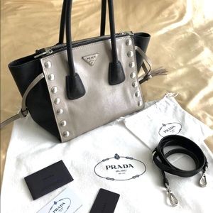 PRADA Glace Calfskin Leather Tote Bag